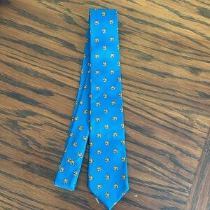 Vilebrequin Silk Blue 2” Tie Orange Crabs Made in Italy 50” Long